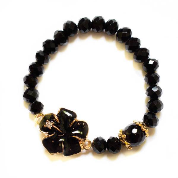 دستبند آوین مدل گل مشکی طرح 3236، Bracelet Avin Black Flower Model 3236