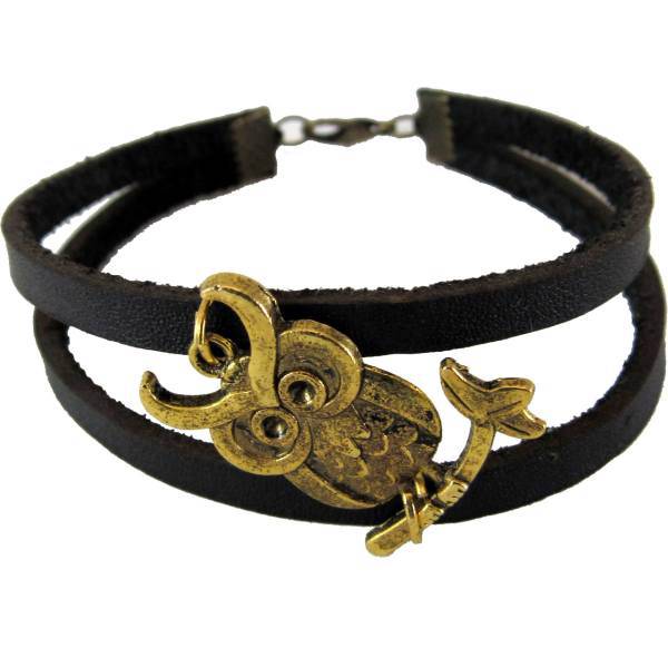 دستبند چرمی برندز مدل جغد BK-119، Brands Owl BK-119 Leather Bracelet