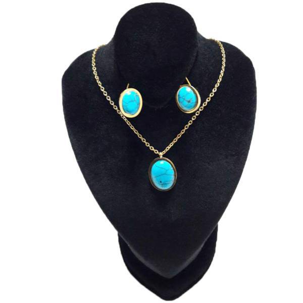نیم ست فیروزه طرح بیضی کد AL-180006