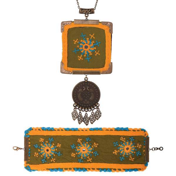 نیم ست سوزن دوزی گالری آرژه طرح چمنزار مدل 00-14، Arzhe 14-00 Green Grass Needlework Half set