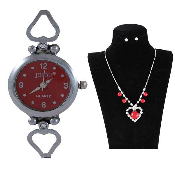 نیم ست جیسو مدل SW13 به همراه ساعت مچی، Jesou SW13 Rhinestones And Watch