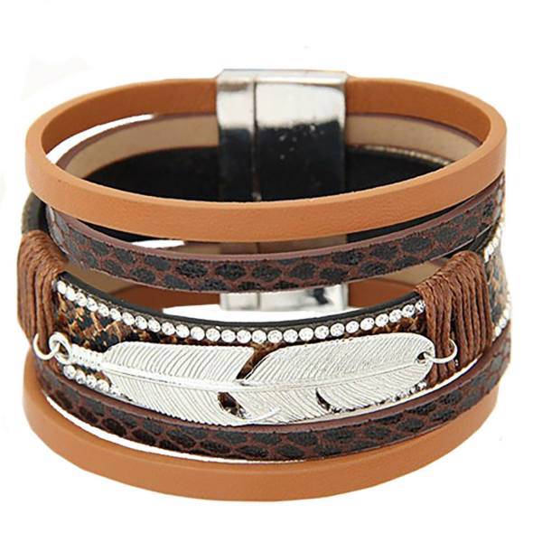 دستبند چرمی الفین مدل el02070، Elfin el02070 Leather bracelet