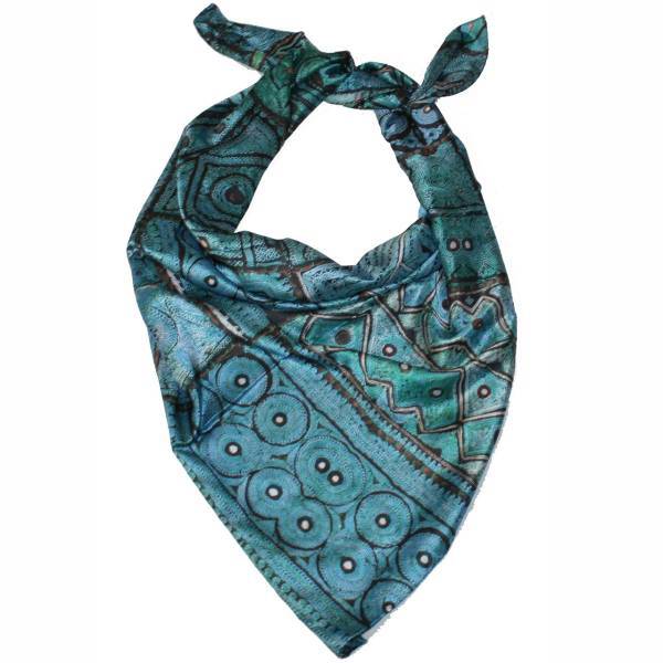 روسری ابریشم مدل مامی آبی، scarf