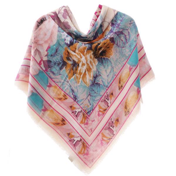 روسری سوپر نخ flower روژند کد 23_tp-3327