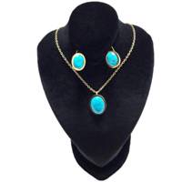 نیم ست فیروزه طرح بیضی کد AL-180006