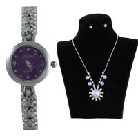 نیم ست جیسو مدل SW12 به همراه ساعت مچی Jesou SW12 Rhinestones And Watch