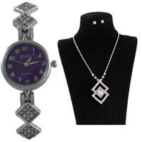 نیم ست جیسو مدل SW16 به همراه ساعت مچی Jesou SW16 Rhinestones And Watch