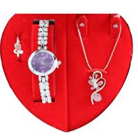 نیم ست جیسو مدل SW18 به همراه ساعت مچی Jesou SW18 Rhinestones And Watch