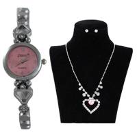 نیم ست جیسو مدل SW15 به همراه ساعت مچی Jesou SW15 Rhinestones And Watch