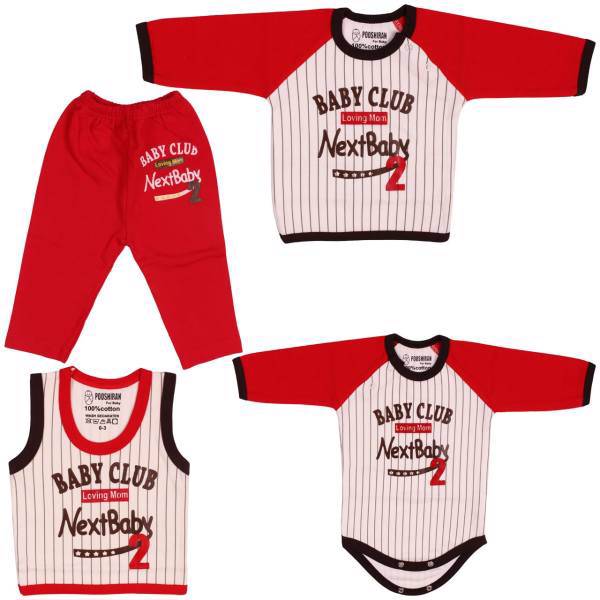 ست لباس نوزاد پوشیران مدل Loving Mom بسته 4 عددی، Pooshiran Loving Mom Baby Clothing Set Pack Of 4