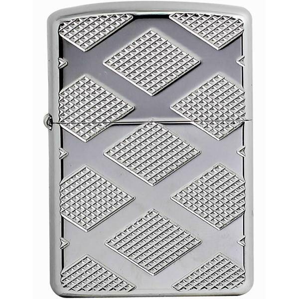 فندک زیپو مدل Carved Chrome Diamond کد 28637، Zippo Carved Chrome Diamond 28637 Lighter