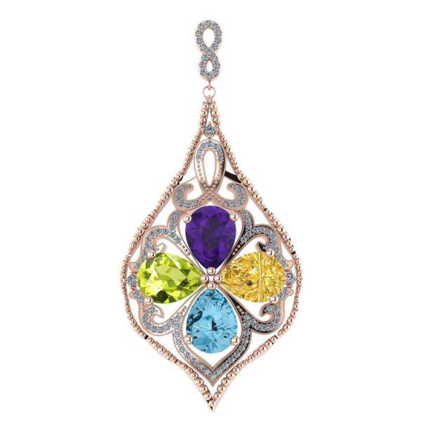 آویز طلا اونیکست مدلMulticolor کد 1653، Onixset Multicolor 1653 Gold Pendan