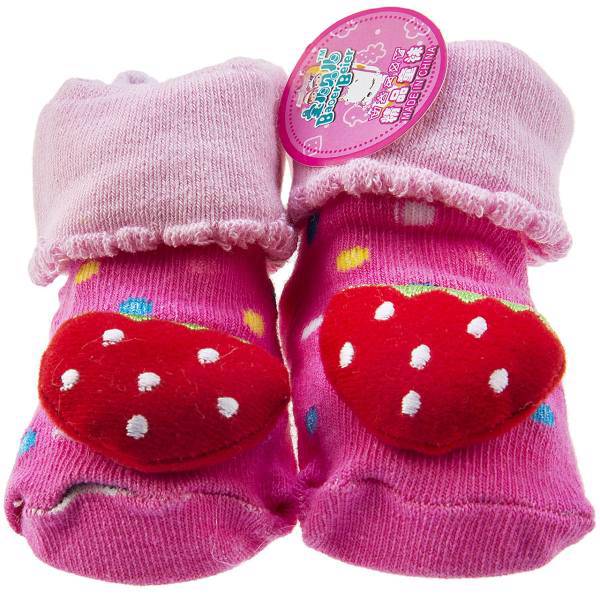 جوراب عروسکی بور بیر طرح توت فرنگی، Baoer Beier Strawberry Socks