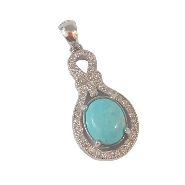 گردنبند نقره فیروزه بلو استون کد 396110208، Blue Stone 396110208 turquoise