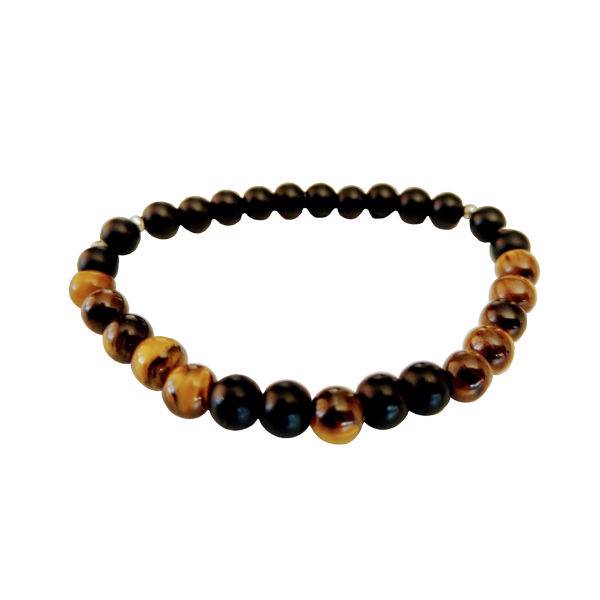 دستبند مردانه مهره ای چشم ببر مدل 222