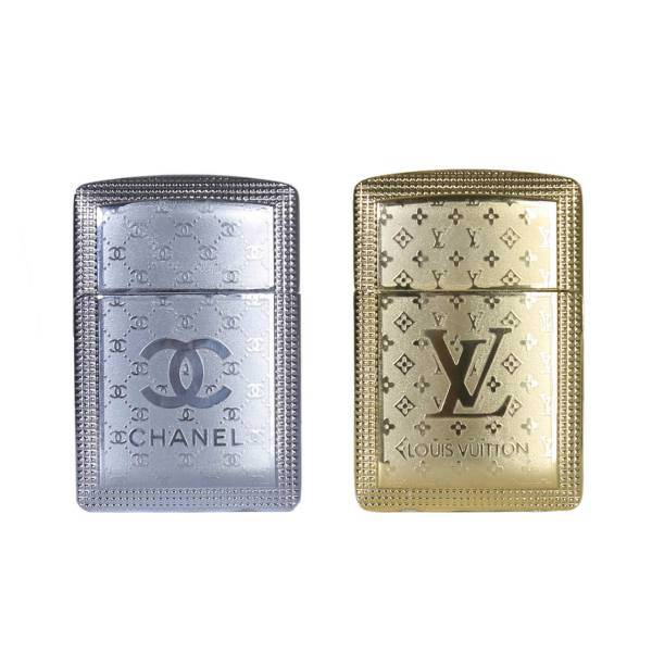 فندک طلایی و نقره ای بسته 2 عددی طرح Chanel و Louis Vuitton، Gold And Silver Lighter Chanel And Louis Vuitton Pack Of 2