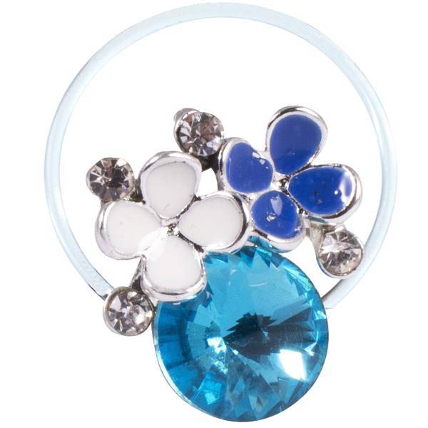 انگشتر پا طرح گل و نگین آبی مدل Toe Ring