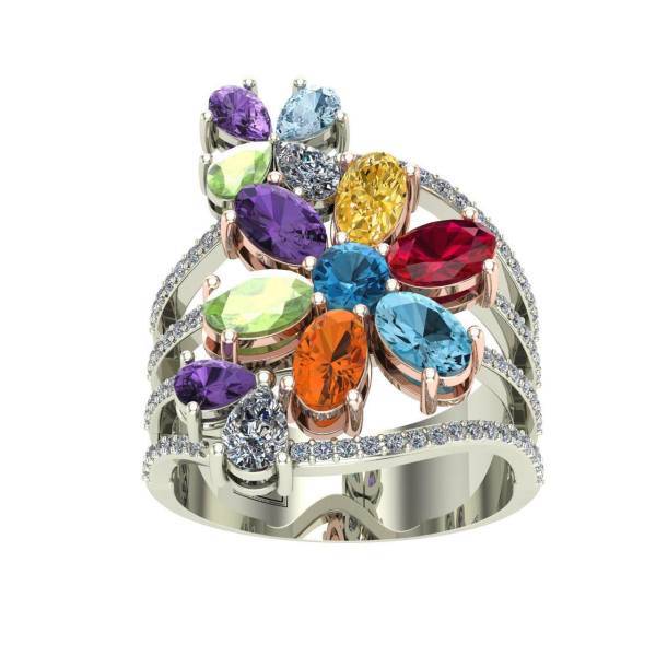 انگشتر طلا اونیکست مدل multicolor 1671، Onixset Multicolor 1671 Gold Ring