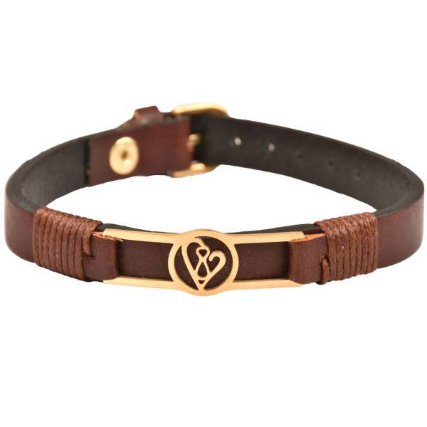 دستبند چرمی کهن چرم طرح قلب مدل BR95-7، Kohan Charm BR95-7 Heart Leather Bracelet