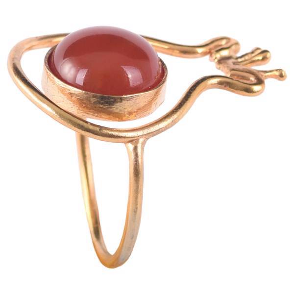 انگشتر گالری نیلکا طرح انار و عقیق مدل 00-32، Nilka Gallery32-00 Pomegranate and Agate Ring