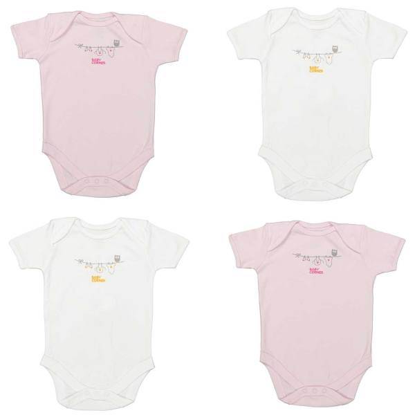 ست زیر دکمه دار آستین کوتاه بیبی کرنر مدل Cupcake بسته 4 عددی، Baby Corner Cupcake Under Button With Short Sleeves Set Pack Of 4