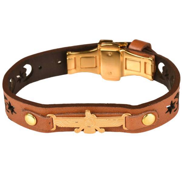 دستبند چرمی کهن چرم طرح فروهر مدل BR71-1، Kohan Charm BR71-1 Farevahar Leather Bracelet