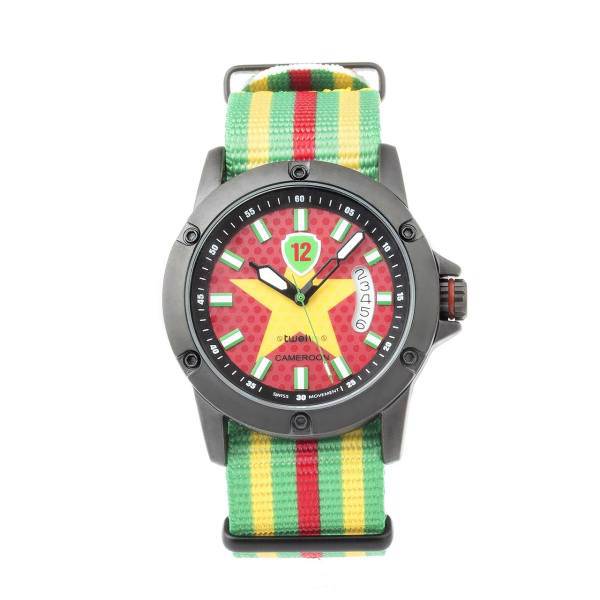 ساعت مچی عقربه ای توولو طرح پرچم کامرون، Twelve Cameroon Flag Sport Watch