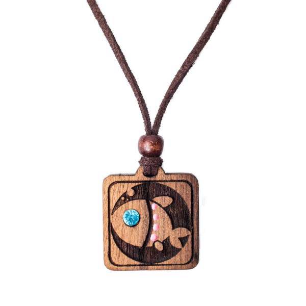 گردنبند چوبی گالری اکسیس طرح ماهی کد K16، Exiss Gallery K16 Wood Necklace