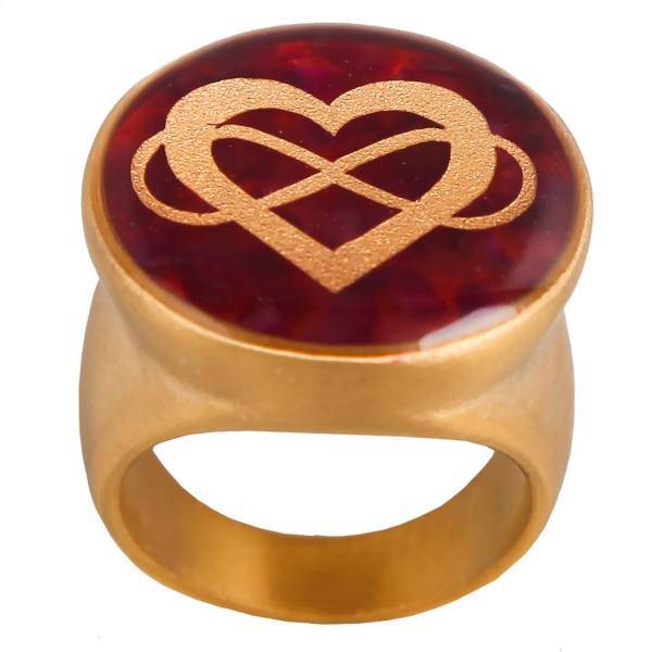 انگشتر ورق طلا گالری الون طرح قلب و بی نهایت کد 198045، Alone 198045 Heart and Infinity Gold Ring