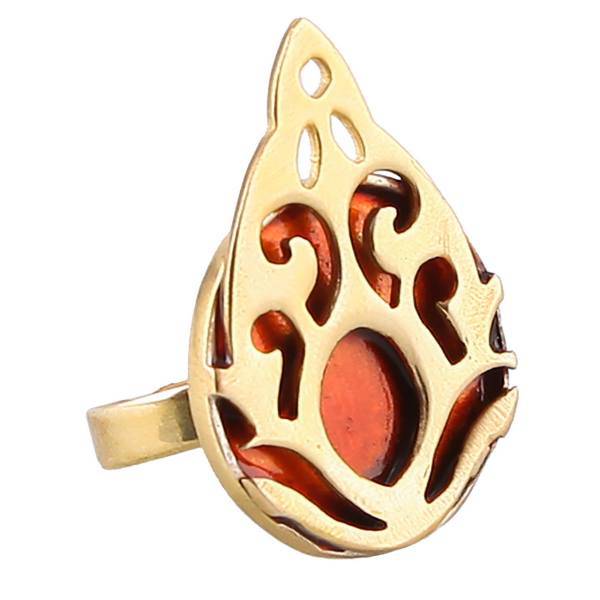 انگشتر گالری دل آویز طرح آتش کد 193065، Delaviz 193065 Fire Brass Ring