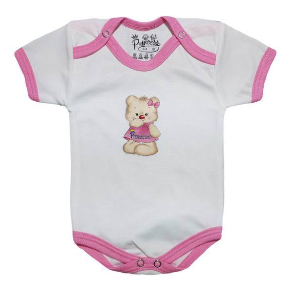 لباس زیر دکمه دار آستین کوتاه نوزادی برند پرنسس مدل PINK-07، BABY DRESS SH SLEEVES PRINCESS BRAND PINK
