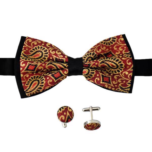 ست پاپیون و دکمه سردست ترمه کد TP002، Termeh TP002 Bow Tie and Cufflinks Set