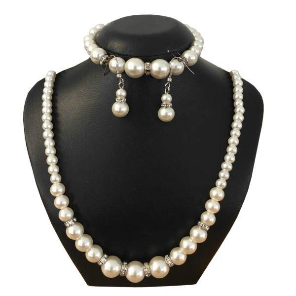 ست مروارید نقره یی بهار مدل 111، Bahar Model 111 Pearl Set And Hematite