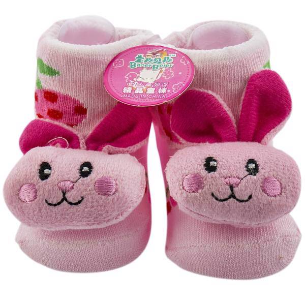 جوراب عروسکی بور بیر طرح خرگوش صورتی، Baoer Beier Pink Rabbit Socks