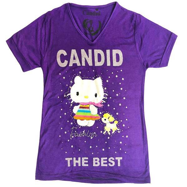 تیشرت کاندید اسپرت طرح کیتی کد 1092، Candid sport Short Sleeve T-Shirt For Women