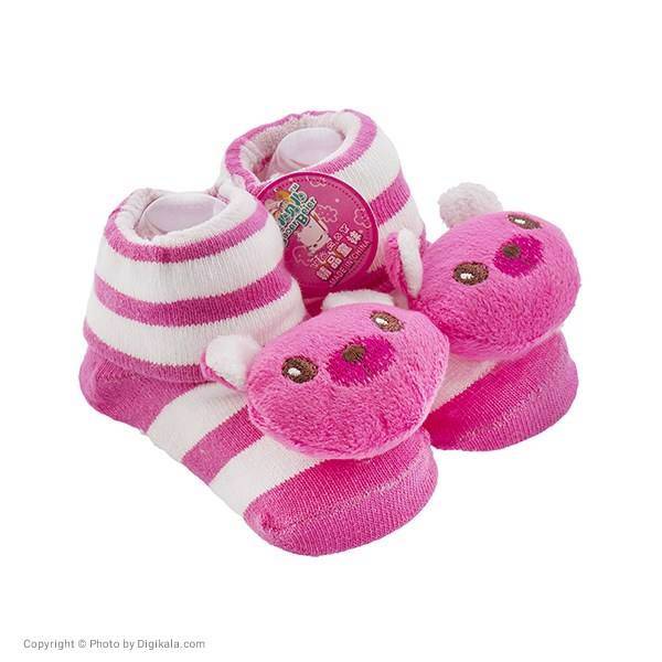 جوراب عروسکی بور بیر طرح خرس صورتی، Baoer Beier Pink Bear Socks