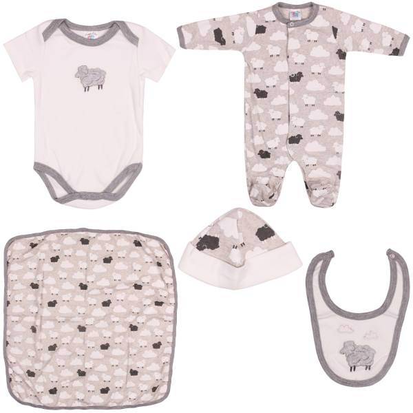 ست لباس نوزاد هپی بیر مدل 46413 بسته 5 عددی، Happy Bear 46413 Baby Clothing Set Pack Of 5