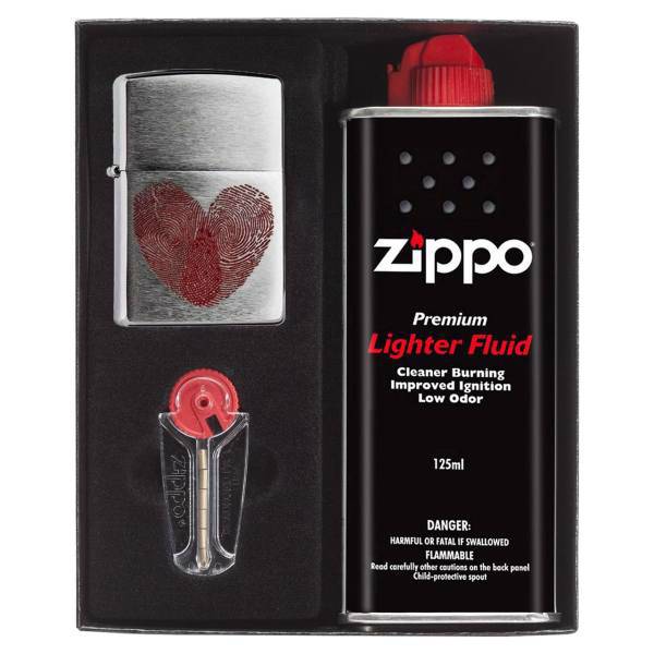 ست هدیه فندک زیپو مدل Heart Thumbprints کد 29068، Zippo Heart Thumbprints 29068 Lighter GIFT SET