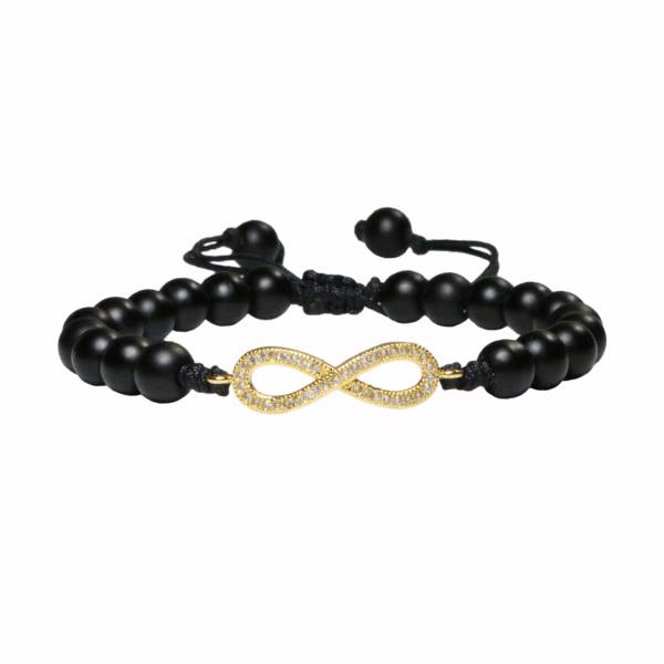 دستبند گالری هـ مدل اونیکس مات بی نهایت، He Gallery matte onyx infinity Bracelet