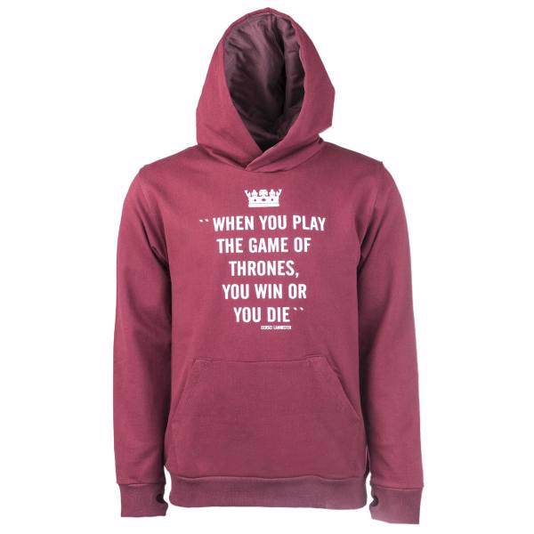 هودی زرشکی مردانه سون پی ام مدل You Win Or You Die، Seven PM You Win Or You Die Hoodie For Men