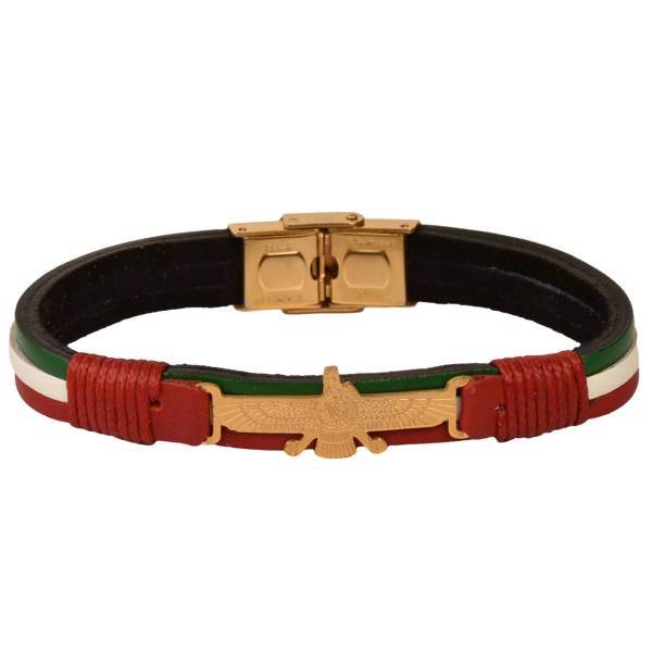 دستبند چرمی کهن چرم طرح فروهر مدل BR33، Kohan Charm Farvahar BR33 Leather Bracelet