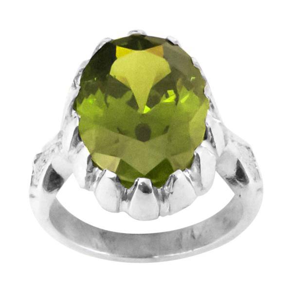 انگشتر نقره دارای نگین آماتیس سبز مدل MTJA-100، Green Amethyst MTJA-100 Silver Ring