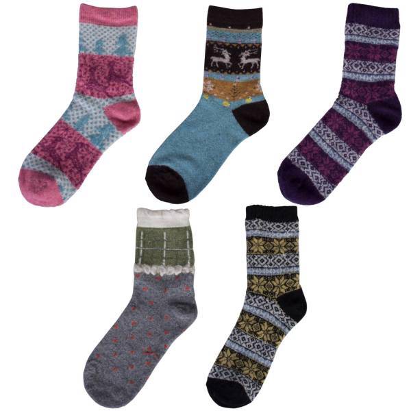 جوراب پشمی زنانه پیاو می مدل 2010 بسته 5 عددی، Piao Mei 2010 Socks For Women Pack Of 5