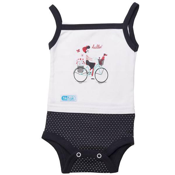 زیر دکمه دار رکابی تیک تاک طرح دوچرخه خالدار، Tik Tak Bicycle Guttate Under Button Singlet