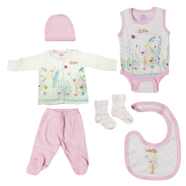 ست لباس نوزادی عزیز ببه مدل 005177، Aziz Bebe 005177 Baby Clothes Set