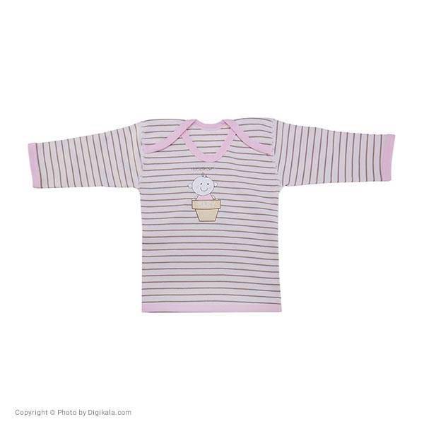 تی شرت آستین بلند نوزادی دولوو طرح صورتی، Davalloo Pink Baby T-Shirt With Long Sleeve