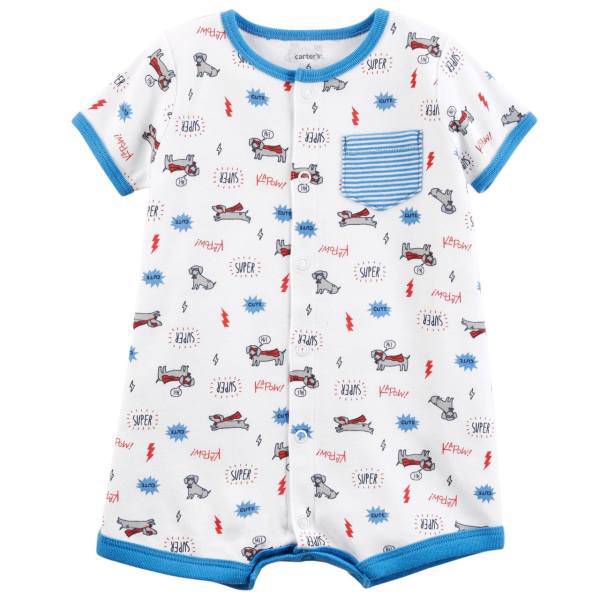 لباس سرهمی پسرانه کارترز مدل 1057، carters 1057 Super Dog Snap-Up Cotton Romper