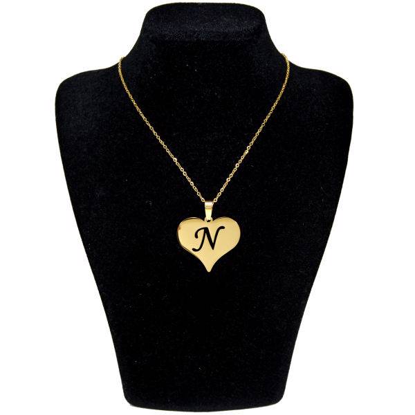 گردنبند آی جواهر طرح N و قلب کد 11560GH