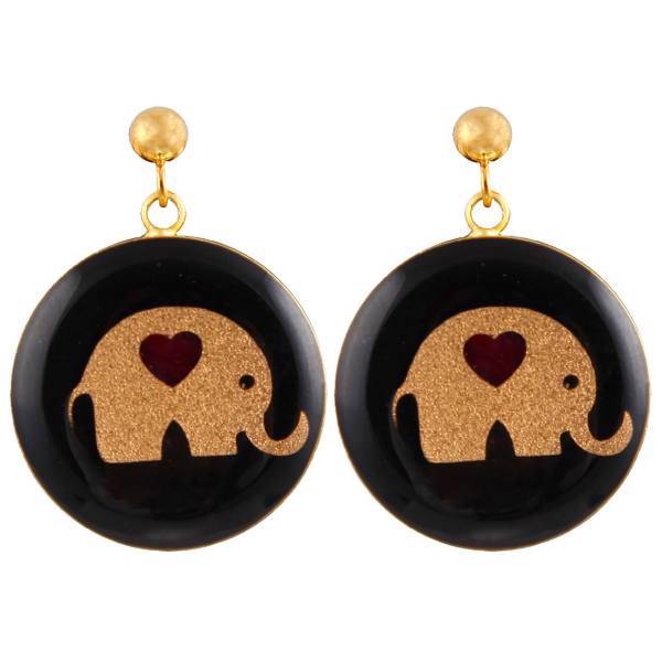 گوشواره ورق طلا گالری الون طرح فیل کد 198036، Alone 198036 Elephant Gold Earrings