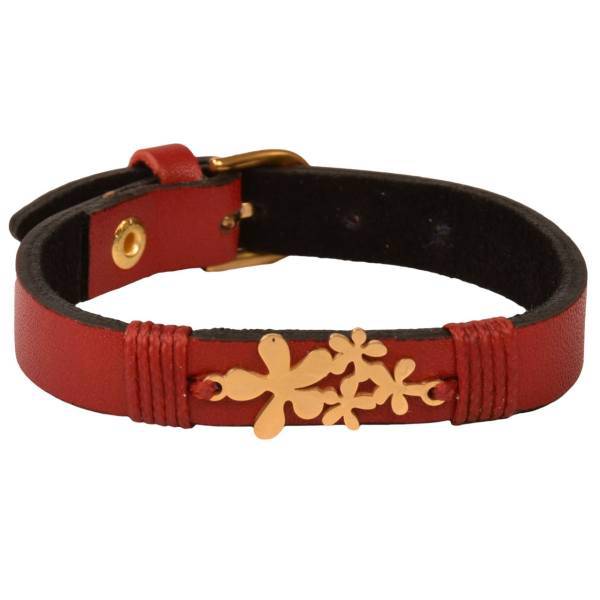 دستبند چرمی کهن چرم طرح گل مدل BR27-2، Kohan Charm Flower BR27-2 Leather Bracelet